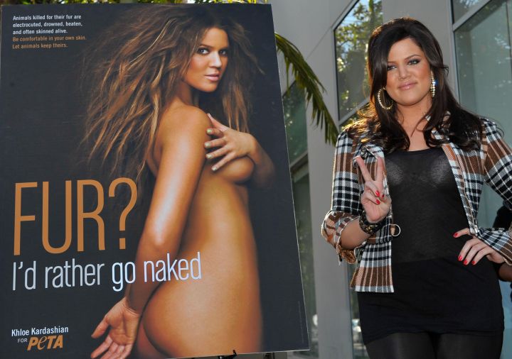 Khloe Kardashian Unveils Her PETA ‘Fur? I’d Rather Go Naked’ Billboard