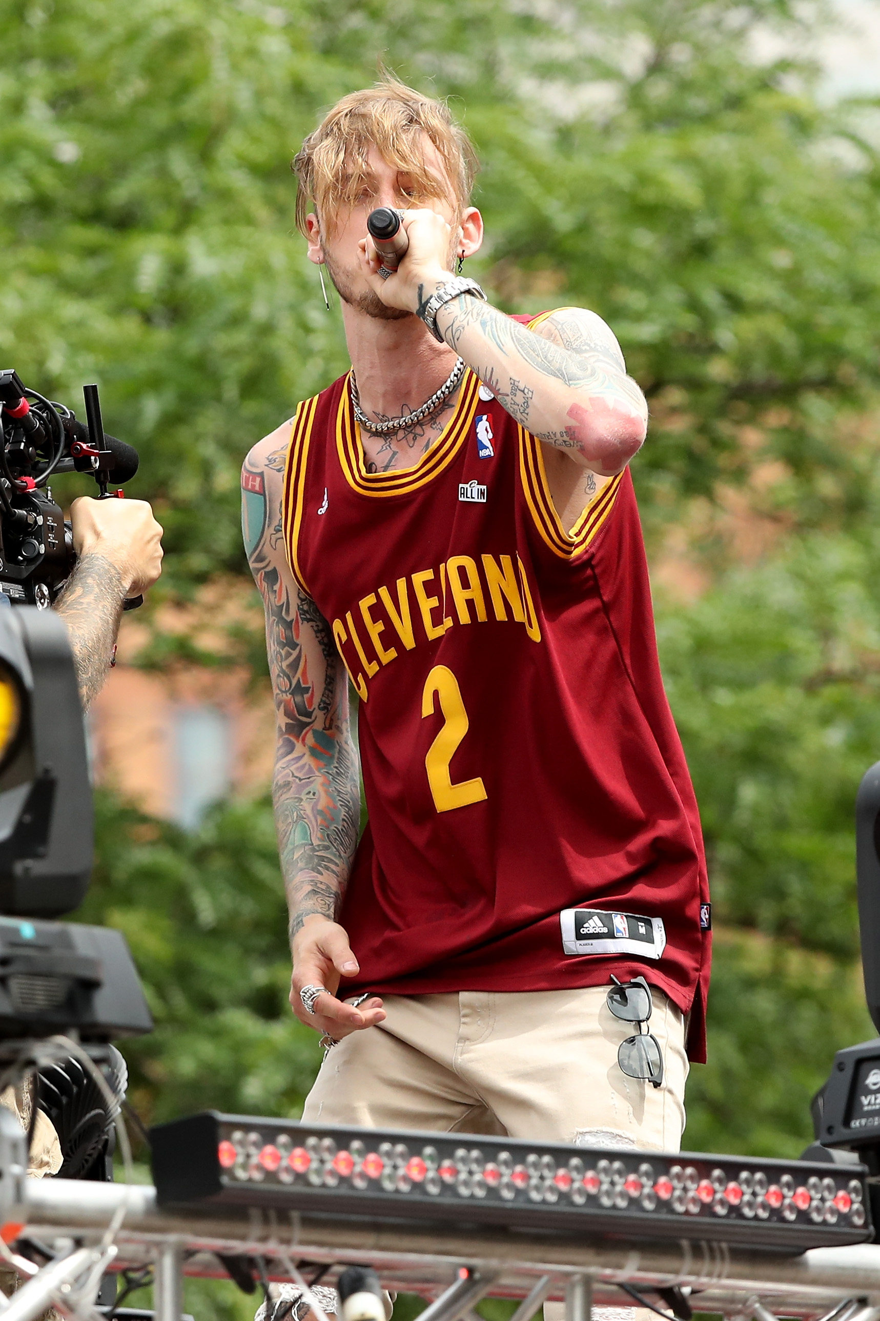 Machine Gun Kelly performs at Parade + Releases New Cavs Anthem