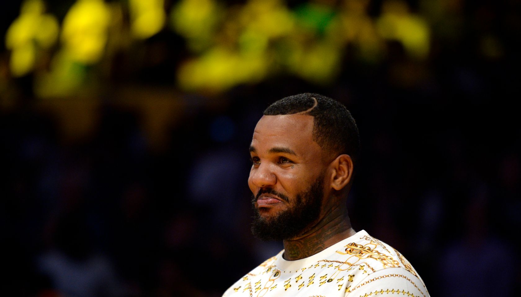 Rapper The Game Attends Portland Trail Blazers v Los Angeles Lakers Pre-season Basketball Game