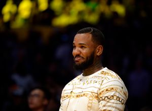 Rapper The Game Attends Portland Trail Blazers v Los Angeles Lakers Pre-season Basketball Game