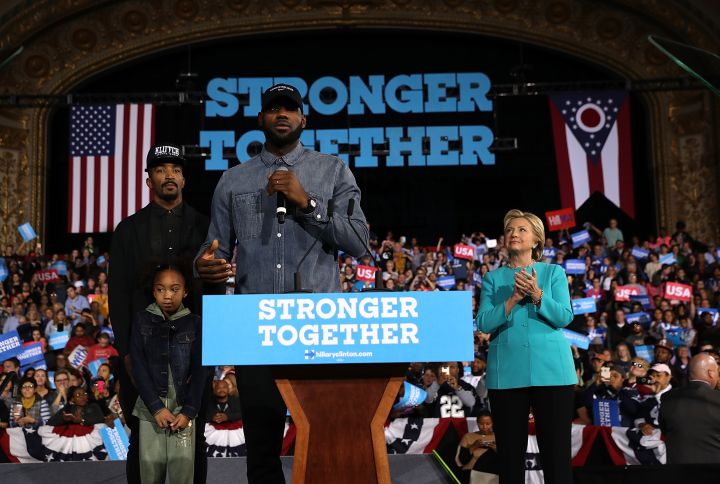 Lebron James & JR Smith Introduce Hillary Clinton at #GetOutTheVote In Cleveland [Photos]
