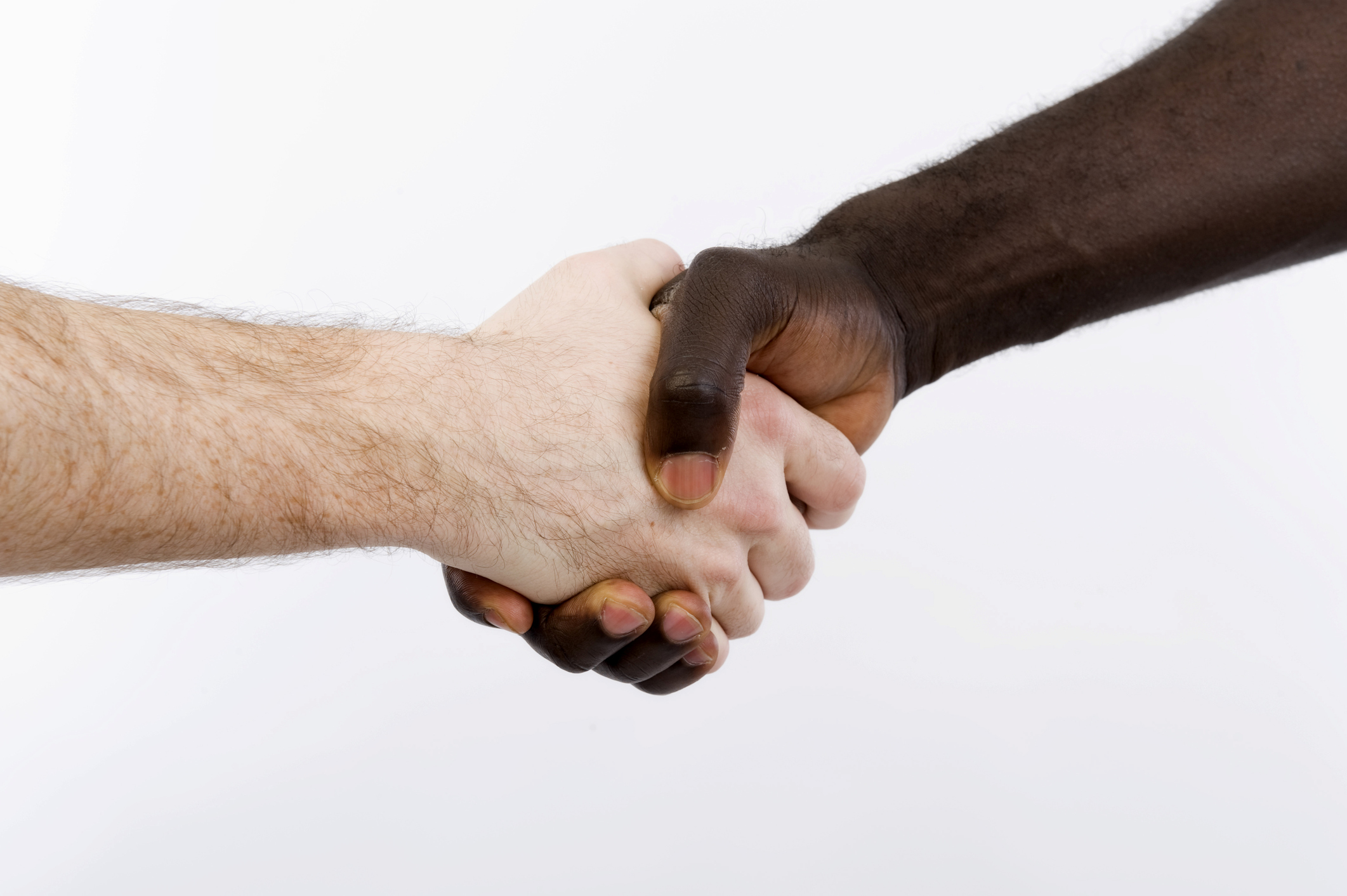 Black and white shaking hands