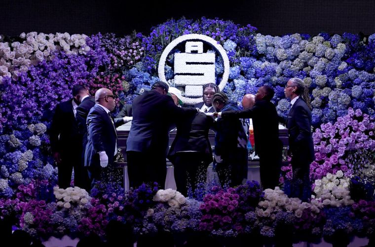 Pallbearers onstage during Nipsey Hussle's Celebration of Life
