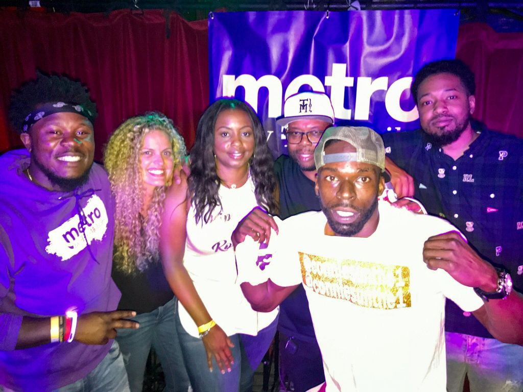 Winner Connie Sun takes a photo with judges of the Dope or Nope Showcase Presented By Metro By T-Mobile