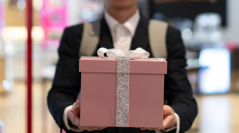 Man holding gift box