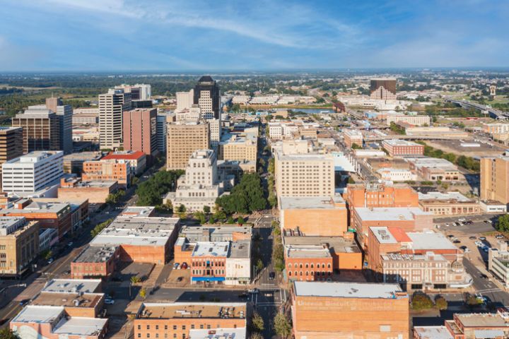 Aerial View of Shreveport Looking across the Red River into Bossier City