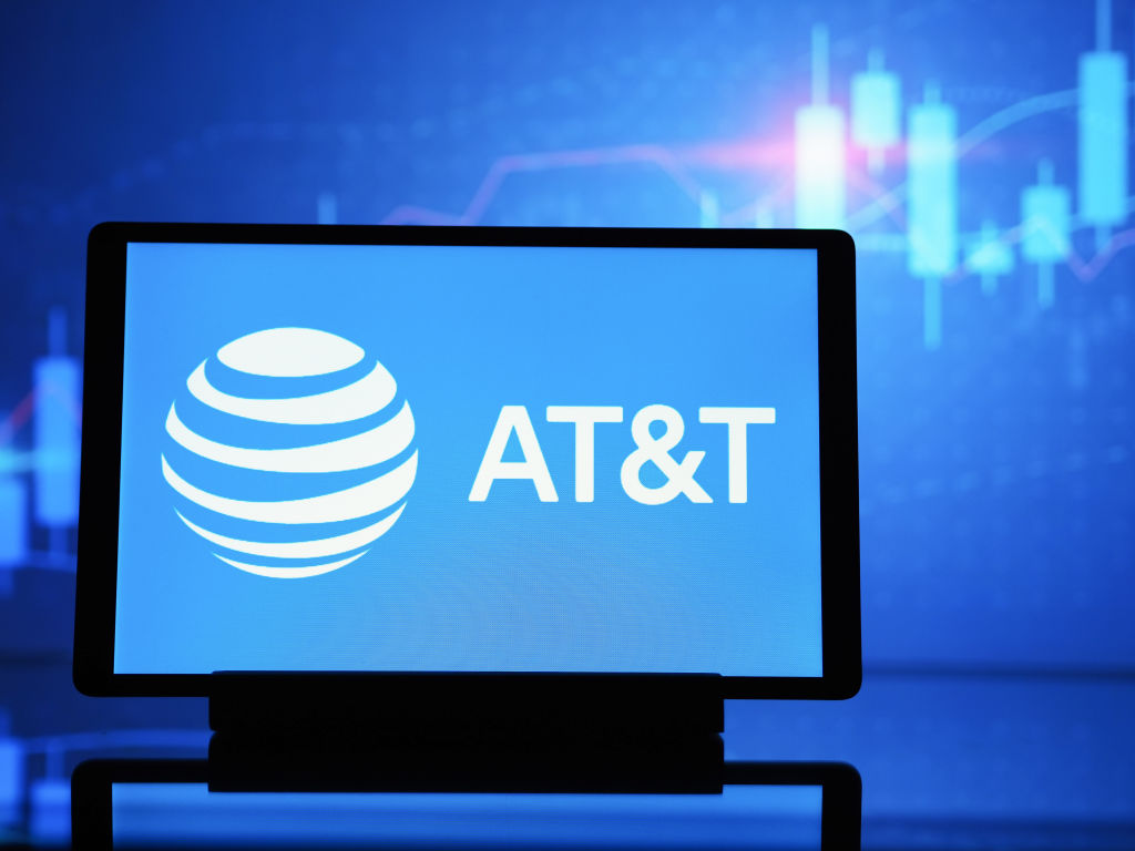In this photo illustration, AT&T Inc. (American Telephone...