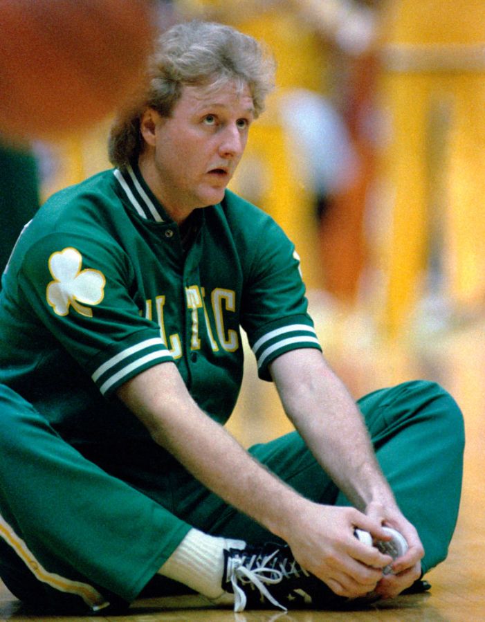 Larry Bird Stretches before Lakers vs Celtics NBA Finals