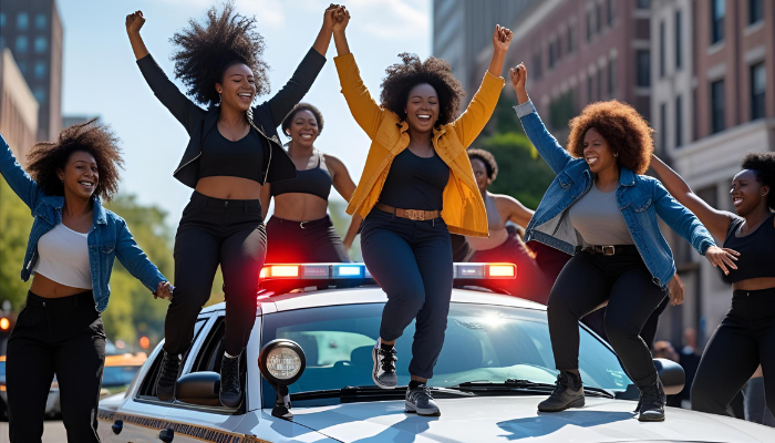 Dancing on police car