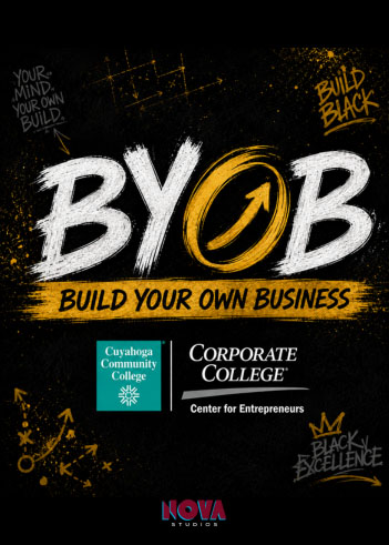 Build Your Own Business - BYOB text with arrow and black and gold background