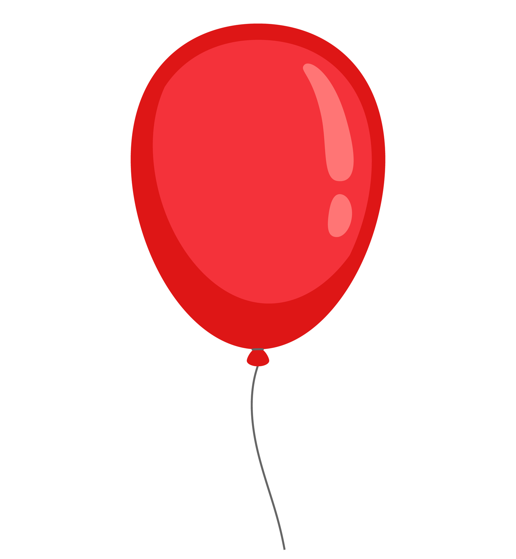 Vibrant red balloon vector illustration with glossy highlights. This clean, minimalist cartoon icon is perfect for festive party designs, birthday cards, and celebration graphics.